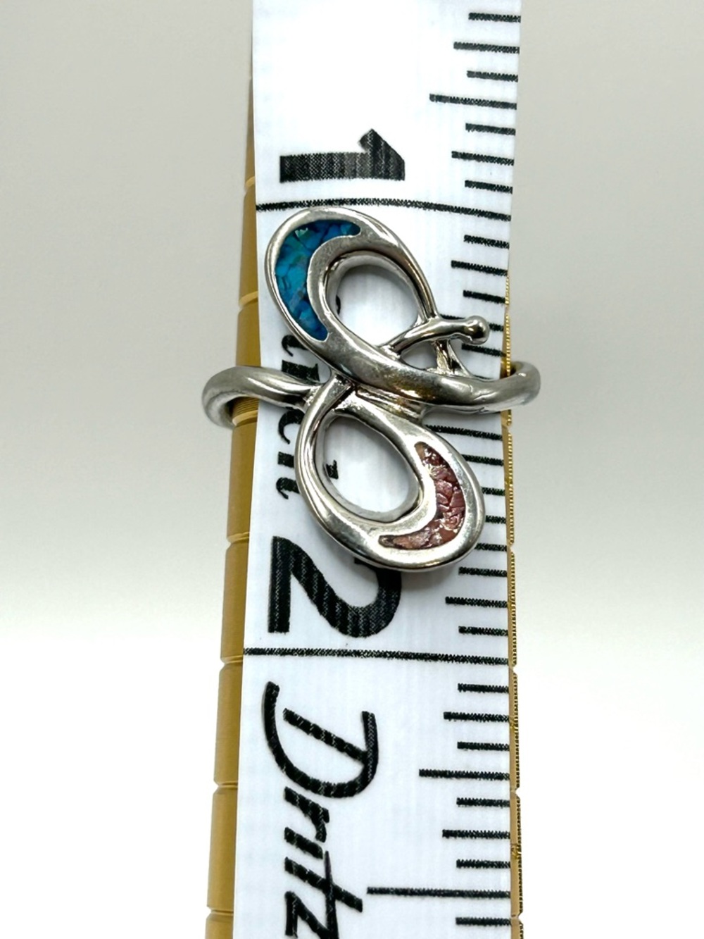 Turquoise Inlay Alpaca Silver Infinity Ring - Picture 6 of 6